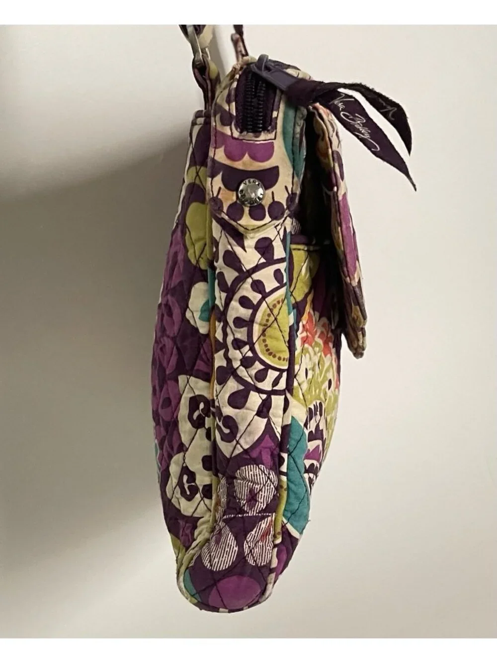 Vera Bradley Plum Crazy Mailbag Messenger Crossbody Retired Quilted Bag Florals